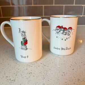 2 Vintage 90s Porcelain Christmas Mug Dayton Hudson Merry Masterpieces Cups